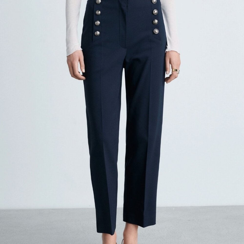 Mango MNG Navy Blue Sailor Pants Sz 4